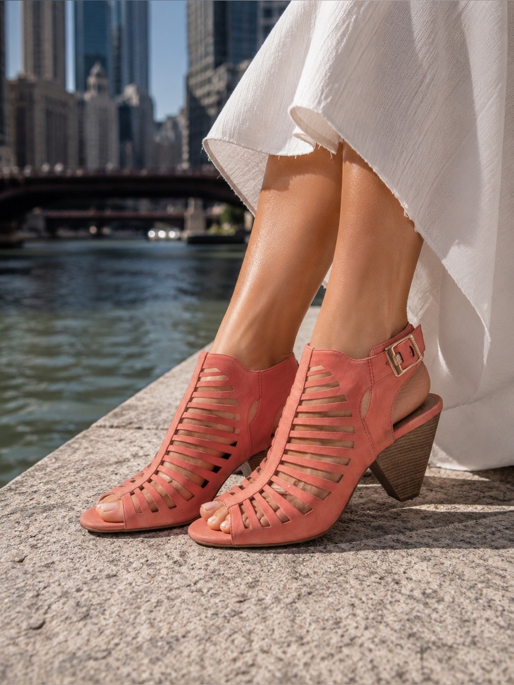 Coral Cutout Sandals — Stylish & Modern